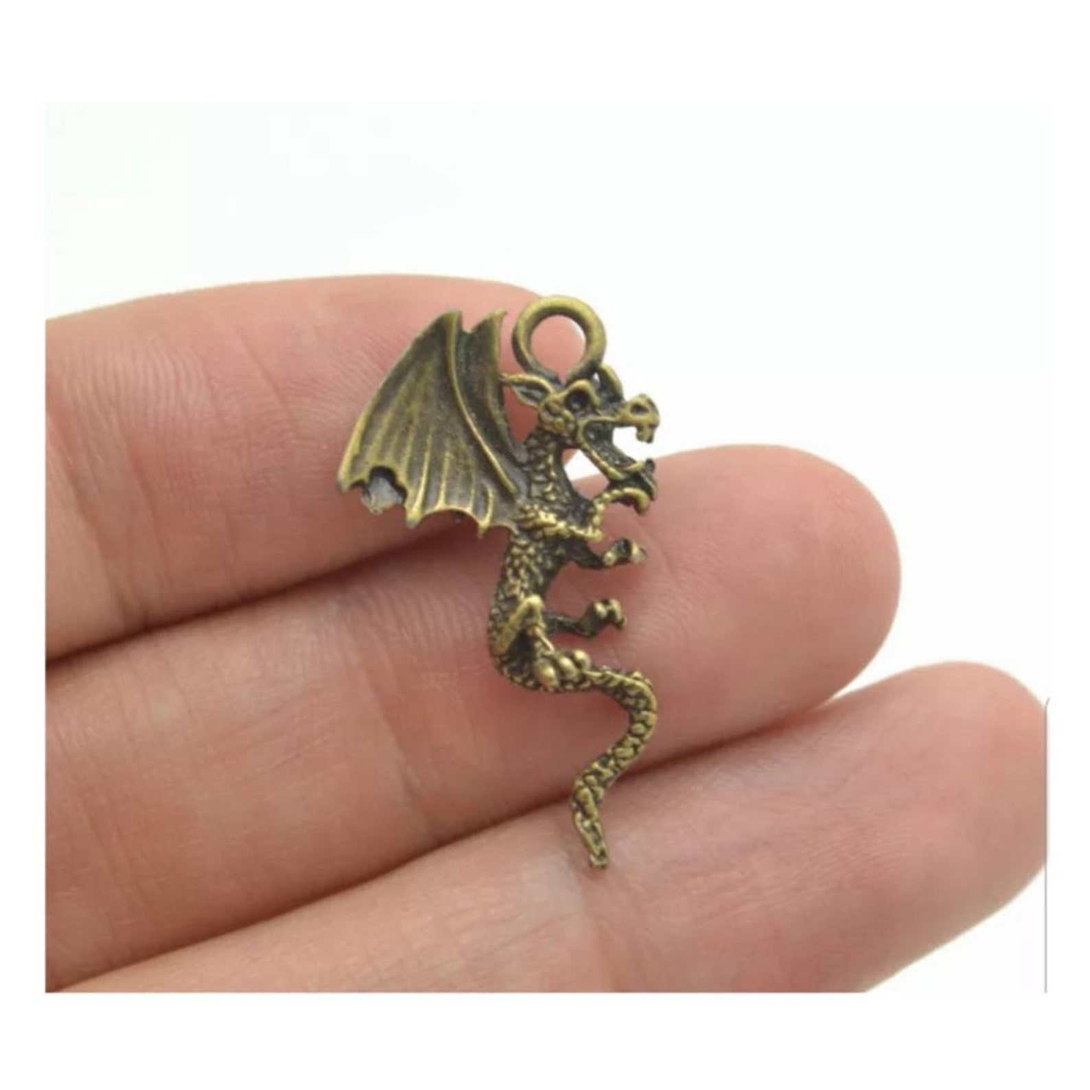 Small Dragon Charms Bronze Baby Dragons Magical Fantasy Charms Etsy