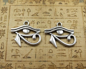 4 Eye of Horus Large Charms Pendants Protection Healing Amulets Egyptian Silver Eye Jewelry Supplies 31x26 mm