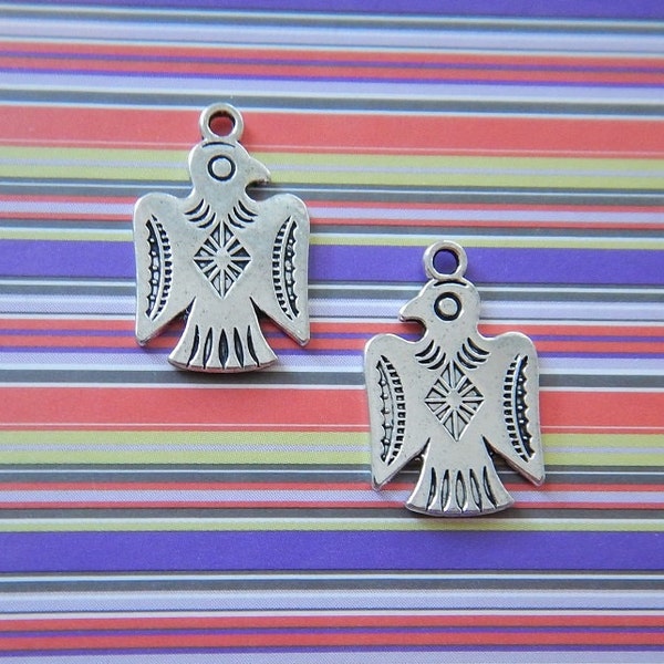 10 Thunderbird Charms Double Sided Native American Tribal Boho Bird Jewelry Supplies 19x13mm