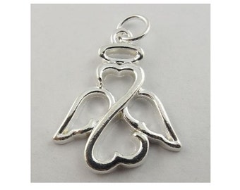 Silver Angel Charms with Jump Ring Larger Angel Charms Angel Pendants Memorial Friendship Christmas Charms Jewelry Supplies 25x21mm 20x17mm