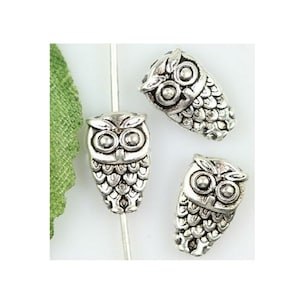 16 Little Owl Spacer Beads Bird Beads Owl Bracelet Beads Mini Owl Beads Jewelry Beading Supplies 10x6mm Amount of Contrast Finish Varies