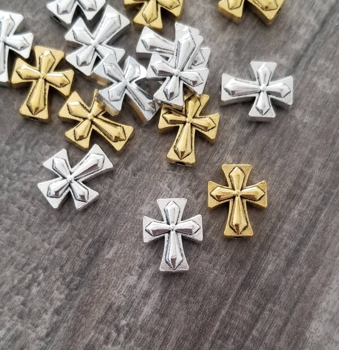 Beautiful Cross Spacer Beads Silver or Antique Gold Cross Beads Rosary