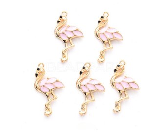 Beautiful Pink Flamingo Charms Enamel Flamingo Pendants Bird Charms Flamingo Jewelry Supplies 30x16mm