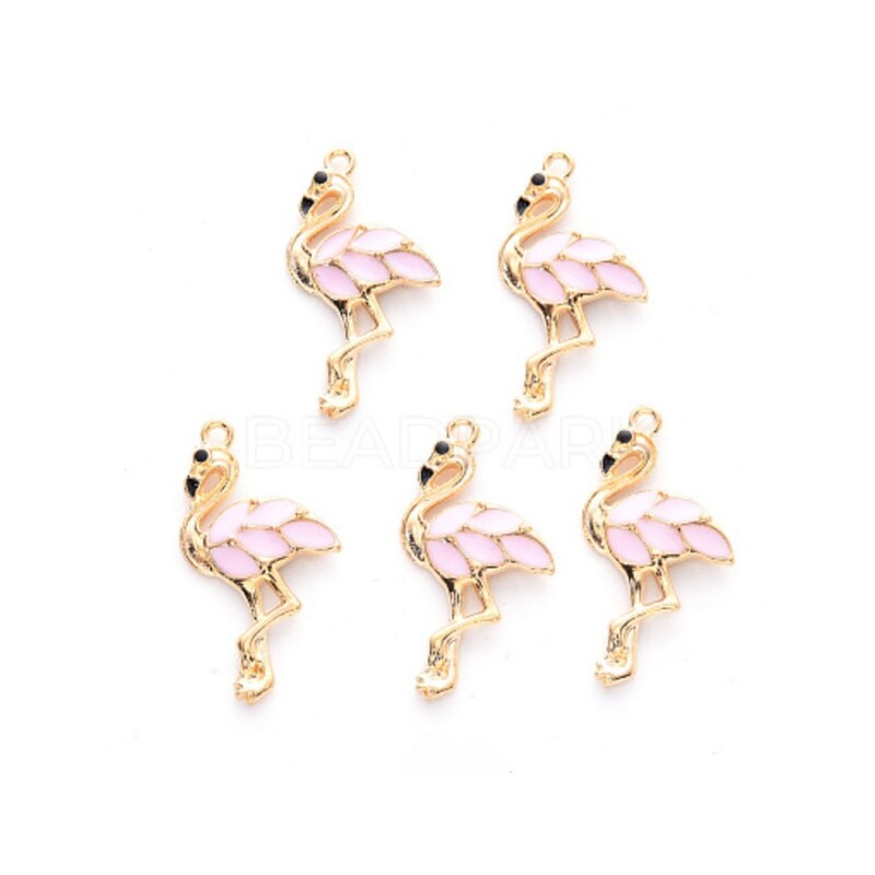 Gold Glitter Flamingo Charm