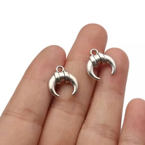 10 Little Crescent Horn Charms Mini Boho Charms Crescent Moon Charms Jewelry Supplies 14x13mm