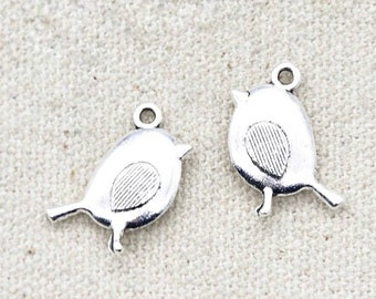 6 Adorable Bird Charms Baby Bird Charms Double Sided Song Bird Charms Jewelry Supplies 19x12mm