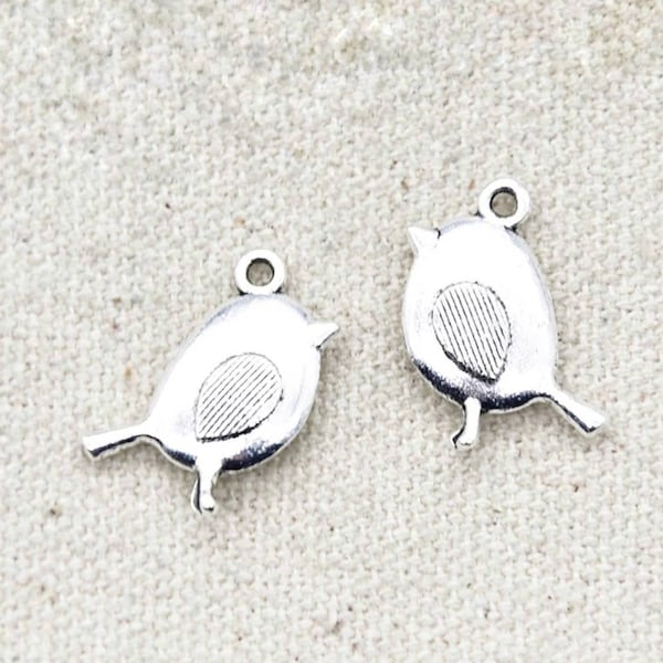 6 Adorable Bird Charms Baby Bird Charms Double Sided Song Bird Charms Jewelry Supplies 19x12mm