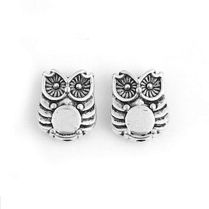 12 Small Owl Spacer Beads Silver Owl Beads Bird Beads Bracelet Jewelry Supplies 10x8mm