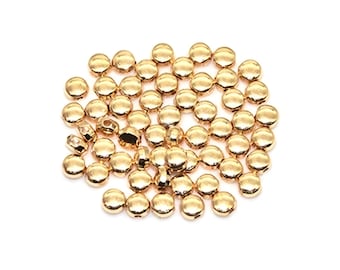 20 Tiny Champagne Gold Simple Circle Spacer Beads Mini Soft Gold Coin Beads Jewelry Supplies 6mm