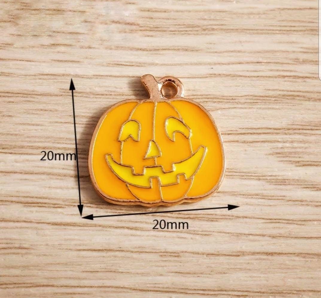 Orange Pumpkin Charms Enamel Jack O Lantern Charms Orange Halloween ...