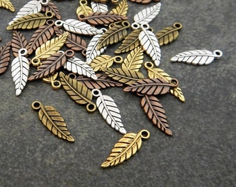 Small Leaf Charms Leaves in Fall Colors for Leaf Charm Assortment Jewelry Supplies Findings Copper Silver Bronze Gold 20x7mm