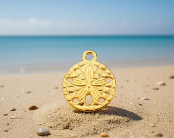Gold Sand Dollar Charms Beach Charms Gold Sanddollar Charms  Gold Beach Jewelry Supplies 19x15mm