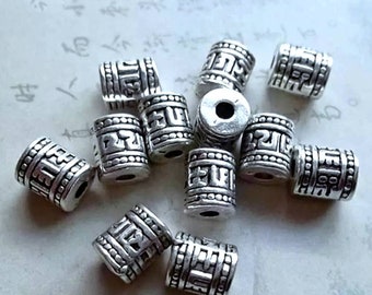 Ohm Cylinder Spacer Beads Prayer Wheel Charms Ohm Beads Mantra Beads Boho Charms Bracelet Beading Jewelry Supplies 7x6mm