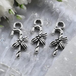Tiny Candy Cane Charms Little Holly Decorated Christmas Charm Holiday Santa's Candy Canes Jewelry Supplies 14x8 mm NOTE SIZE **See Note