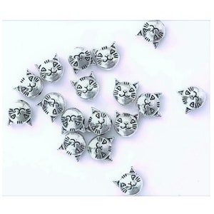 Little Cat Spacer Beads Sweet Small Kitten Beads Double Sided Pet Beads Bracelet Beads Cat Jewelry Supplies 8mm