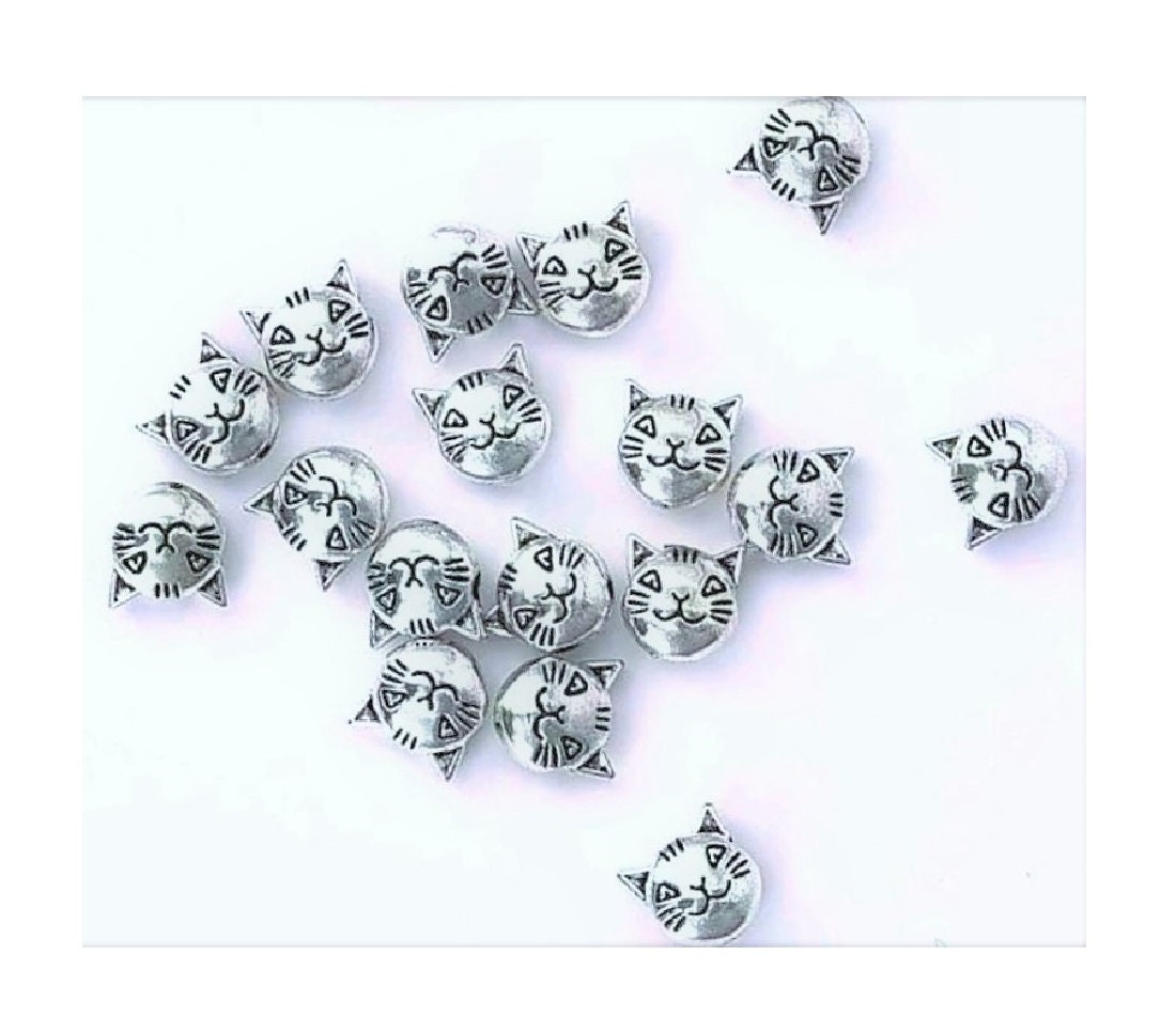 Little Cat Spacer Beads Sweet Small Kitten Beads Double Sided Pet Beads Bracelet Beads Cat Jewelry Supplies 8mm