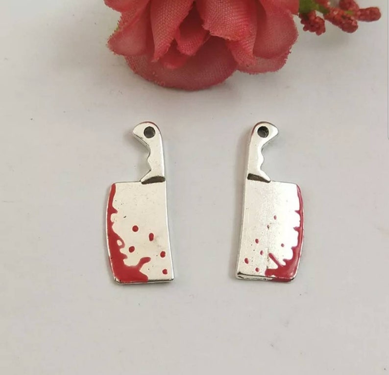 Blood Splattered Knife Charms Bloody Meat Cleaver Charms - Etsy