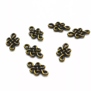 14 Tiny Bronze Knot Connectors Extremely Small Celtic Knot Connectors Knot Charms Jewelry Supplies 11x6mm