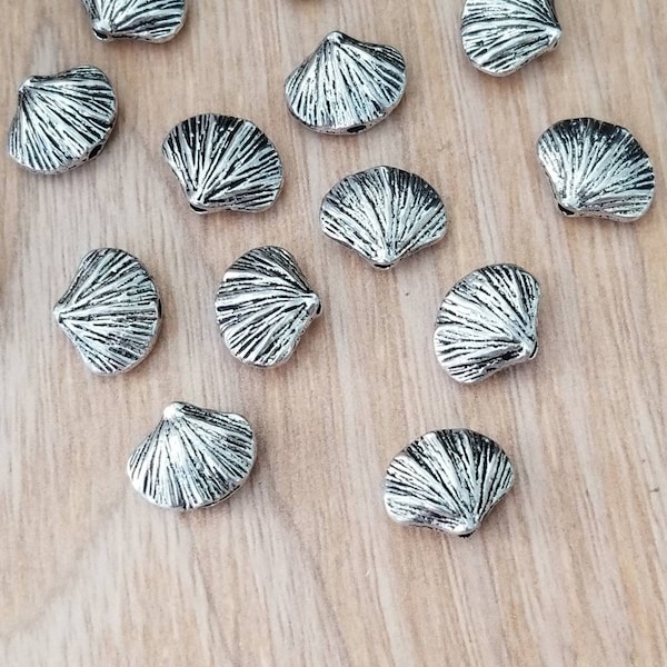 10 Beautiful Sea Shell Spacer Beads Double Sided Striated Design Beach Mermaid Jewelry Supplies 12x10mm  SB01