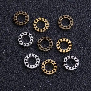 Tiny Gear Charms Steampunk Charms Gear Rings Gear Connectors Steampunk Connectors Mechanical Jewelry Supplies 10mm