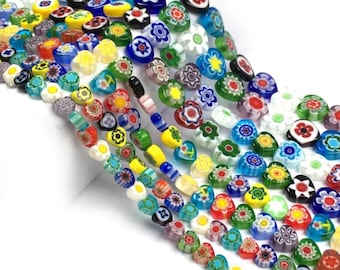 Beautiful Millefiori Heart Spacer Beads 3 Sizes Thousand Flower Lampwork Glass Heart Beads Jewelry Supplies