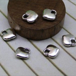 Tiny Heart Charms Mini Valentine's Day Charms Love Charms Heart Embellishments Extension Chain Drops Mini Jewelry Supplies  8x7.5mm