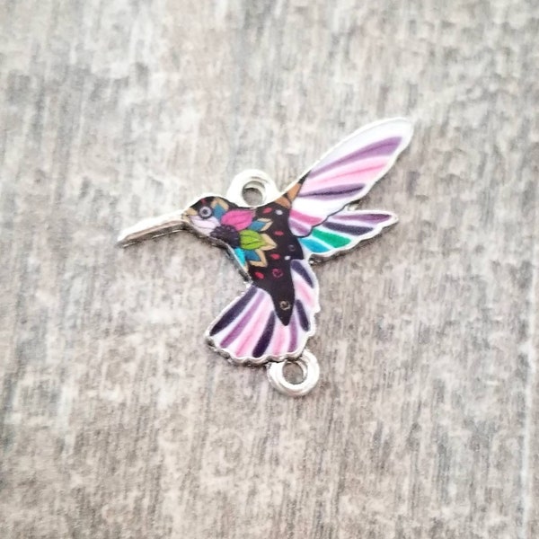 Enamel Hummingbird Connectors Colorful Hummingbird Charms Bird Connectors Jewelry Supplies 20x25mm