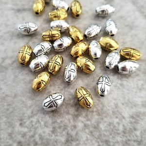 Lovely Mini Oval Spacer Beads with Cross Design Silver or Antique Gold Cross Beads Religious Jewelry Supplies 8x5.5mm