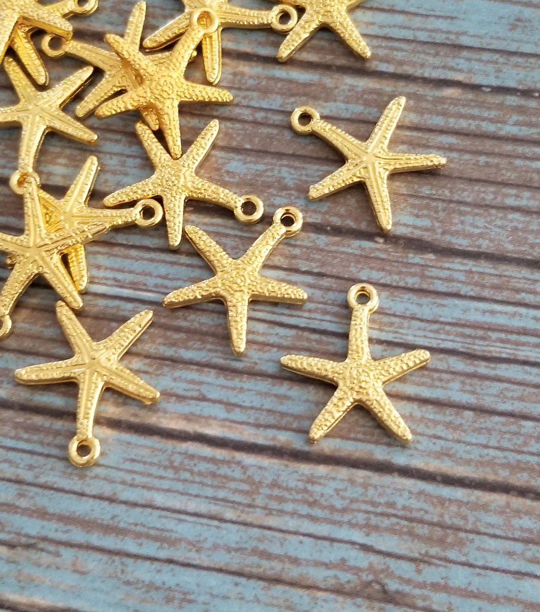 10 Gold Starfish Charms Gold Beach Charms Starfish Jewelry Supplies