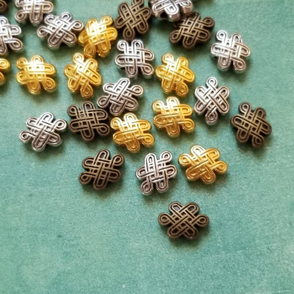 Eternal Knot Spacer Beads Small Endless Knot Beads Celtic Knot Beads Silver Gold Bronze Spiritual Jewelry Supplies 10x7mm