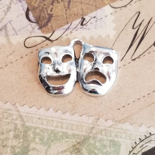 Drama Mask Charms Theatre Charms Comedy Tragedy Mask Charms Actor Charms Mask Jewelry Supplies 22x15mm