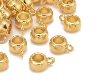 Simple Gold Bails Charm Holders Gold Connectors Gold Jewelry Supplies 11x5mm Hole 4.75mm