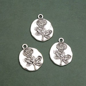 Stunning Rose Pendants Oval Charms with Stamped Rose Design Flower Charms Jewelry Supplies 21x17mm