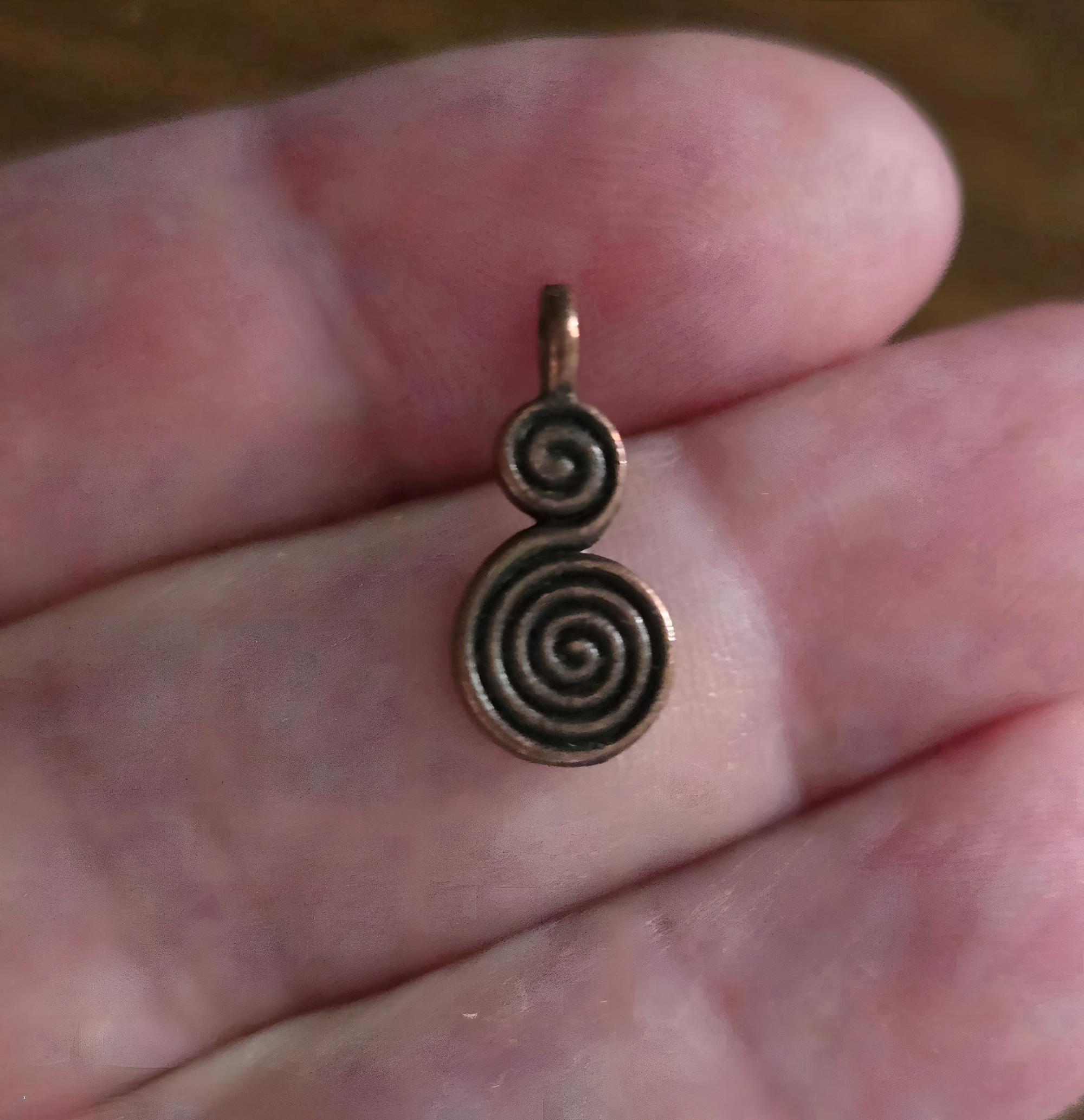 Labyrinth Charm 10 Copper Double Labyrinth Charms Small Mystical Spirals Meditation ...