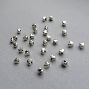 100 Tiny HEART Spacer Beads Mini Love Beads Valentine's Day Charms Bulk Spacer Beads Jewelry Supplies VERY Small About 3x4 mm