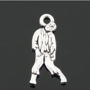 10 Zombie Charms Halloween Dead Man Walking Jewelry Supplies 27x12mm