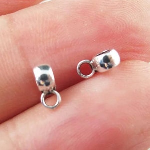 24 Tiny Bead Bails Silver Mini Beading Charm Holders Jewelry Findings Supplies 6x4x3.5 NOTE MEASUREMENTS