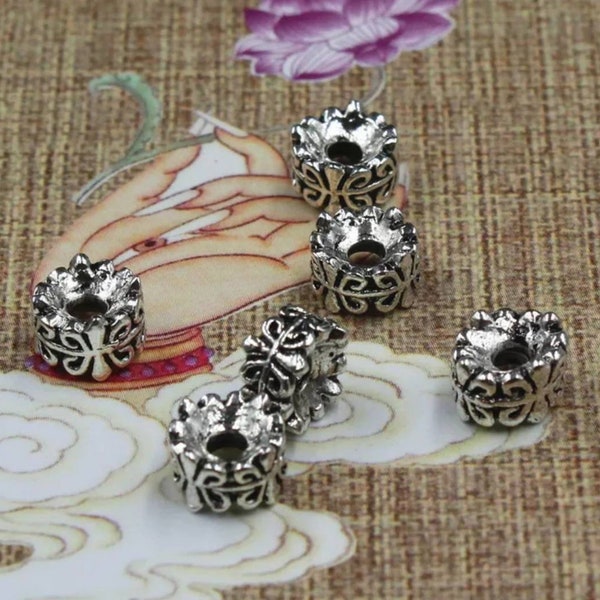 12 Fleur de Lis Spacer Beads Fleur de lis Beads for Bracelets Fleur de lis Charms Jewelry Supplies 7x5mm Hole 2.2mm