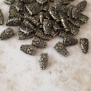 12 Little Bronze Owl Spacer Beads Bronze Bird Beads Owl Bracelet Beads Mini Bronze Owl Beads Jewelry Beading Supplies 10x6mm