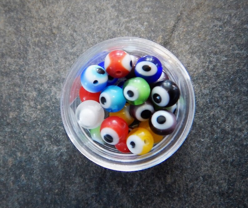 Jar of 6mm Evil Eye Beads Lampwork Glass Mixed Colors or All Etsy