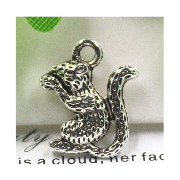 10 Squirrel Charms Small 3D Squirrels Forest Animals Acorn Nut Cute Wildlife Nature Jewelry Craft Supplies 15x13 mm