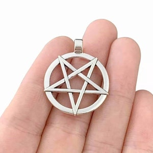 2 Pentacle Pendants Well Crafted Large Pentacle Charms Pentagram Pendants Jewelry Supplies 33x27mm