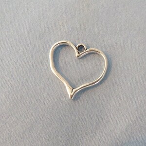 10 Open Heart Charms Slightly Bent and Battered Design Love Hurts Valentine's Day Charms Heart Pendants Jewelry Supplies 22x23mm NOTE SIZE image 1