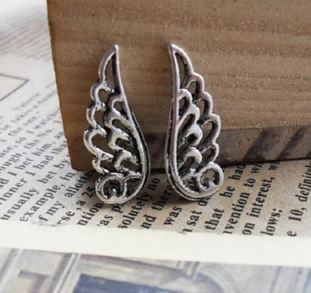 12 Small Filigree Angel Wing Charms Antique Copper No Loop Thin Beautiful  Bracelet Wings Jewelry Connectors Supplies 24x10 mm