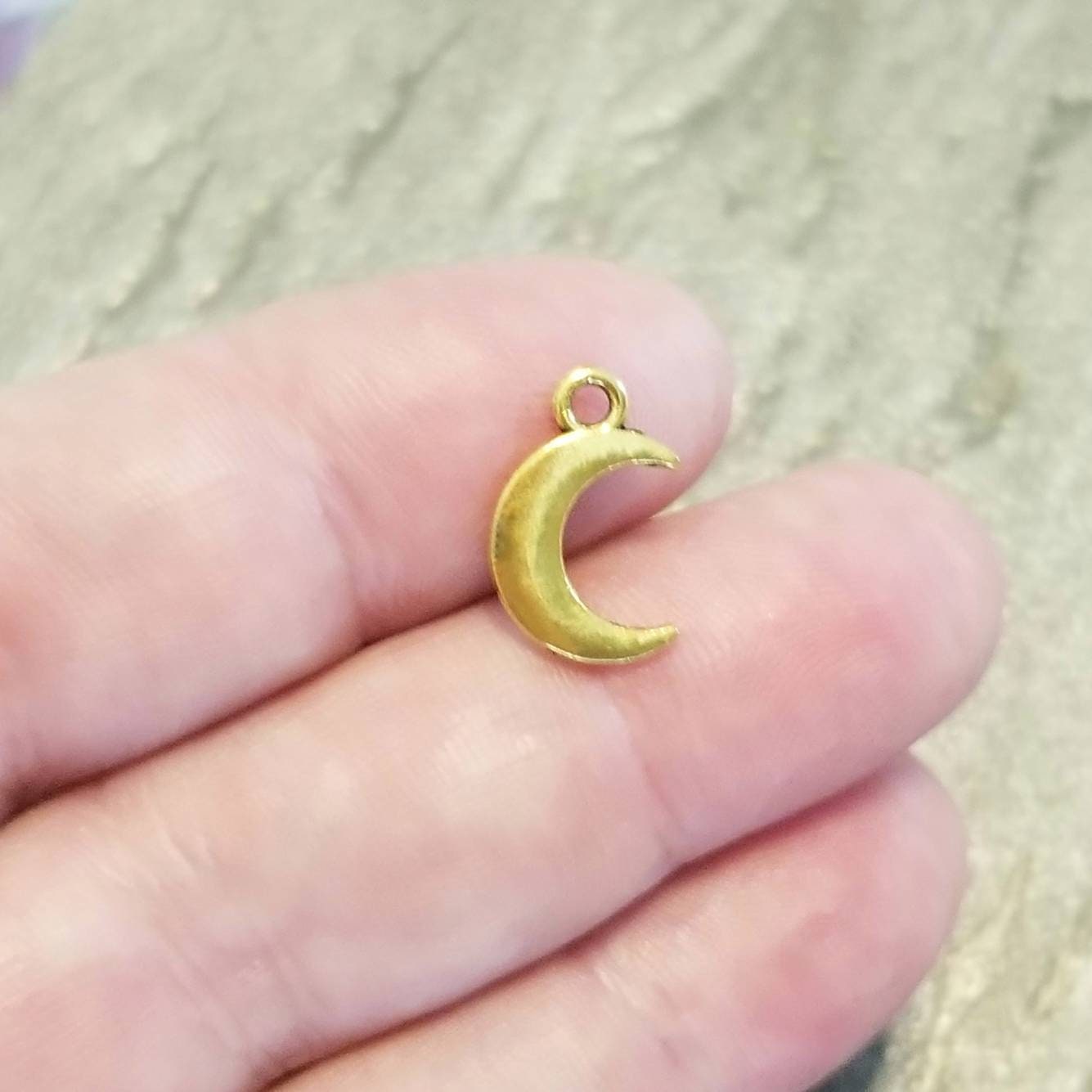 Darling Mini Moon Charms Tiny Antique Gold Crescent Moon