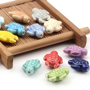 Ceramic Turtle Beads Colorful Focal Sea Turtle Beads Sea Turtle Spacer Beads Jewelry Supplies 15x18mm