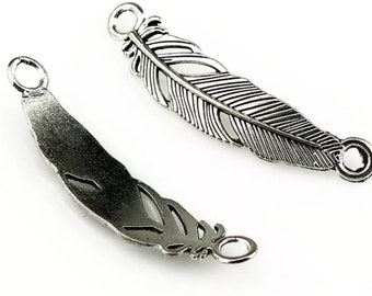 Feather Connectors Superior Quality Curved Feathers Bracelet 2 Loop Charms Jewelry Supplies 45mm