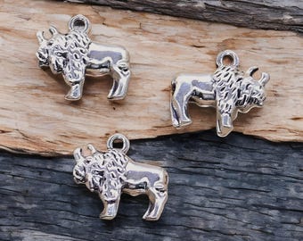 Buffalo Charms Bison Charms Wild West Charms Animal Charms Buffalo Jewelry Supplies 15x26mm