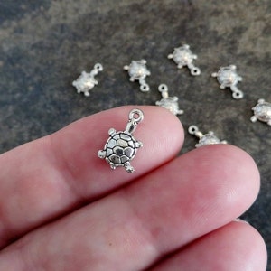 12 Tiny Turtle Charms  Little Bitty Turtles Cute Boho Charms Mini Spirit Animal Charms Jewelry Craft Supplies 12x8mm