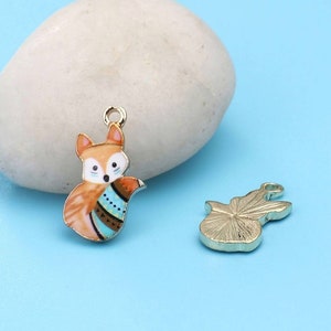 6 Mini Enamel Fox Charms Darling Little Colorful Fox Charms Wildlife Charms Spirit Animal Charms Fox Jewelry Supplies 19x11mm